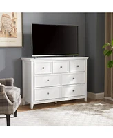 Slickblue Modern 7-Drawer Dresser – White Cabinet with 7 Drawers, Perfect for Living Room or Farmhouse Closet Storage