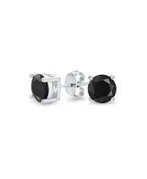 Bling Jewelry Black Solitaire Cz Stud Earrings .925 Sterling Silver