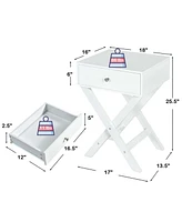 Gymax Set of 2 X-Shaped Nightstand Side End Table Bedside w/ Drawer White