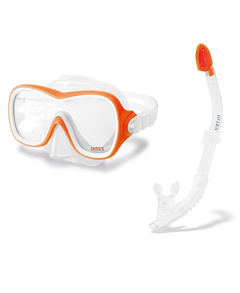 Intex Wave Rider Hypoallergenic Latex Free Mask & Easy Flow Snorkel Swim Set