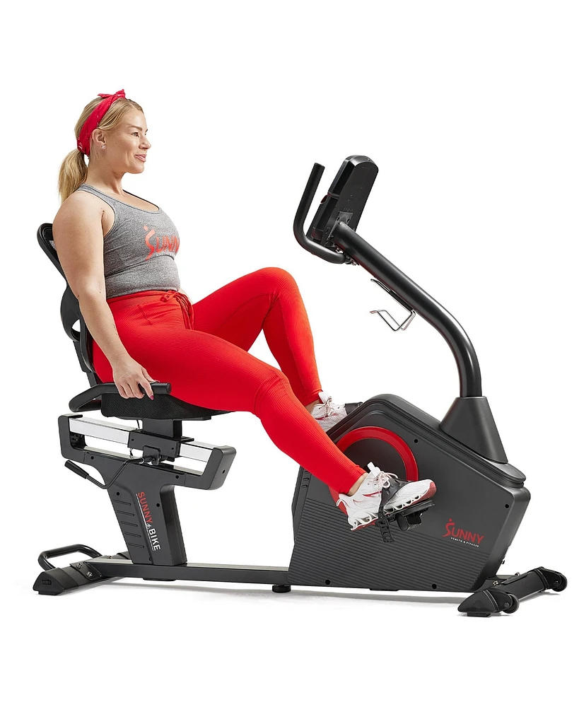 Sunny Health & Fitness Premium Magnetic Resistance Smart Recumbent Bike with Exclusive SunnyFit App Enhanced Bluetooth Connectivity - Sf-RB4850SMART