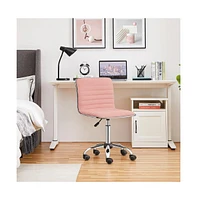 Yaheetech Swivel Velvet Low Back Armless Office Desk Chair with Wheels