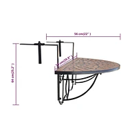 vidaXL Hanging Balcony Table Terracotta Mosaic