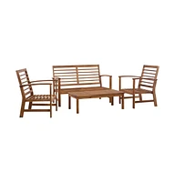 vidaXL 4 Piece Patio Lounge Set Solid Acacia Wood