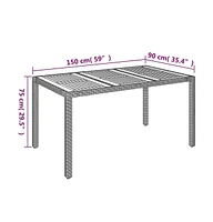 vidaXL Patio Table with Wooden Top 59.1"x35.4"x29.5" Poly Rattan