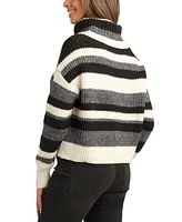 Bcx Juniors' Striped Ribbed Dropped-Shoulder Cowlneck Sweater