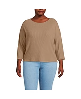 Lands' End Plus 3/4 Sleeve Cozy Rib Dolman Top