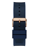 Guess Men's Multi-Function Blue Genuine leather or Silicone Watch 44mm