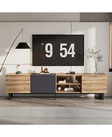 Slickblue Modern Tv Stand with 3 Cabinets and Open Shelves