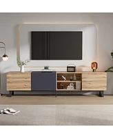 Slickblue Modern Tv Stand with 3 Cabinets and Open Shelves