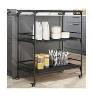 vidaXL Kitchen Trolley Black 39.6"x19.7"x41.3" Engineered Wood