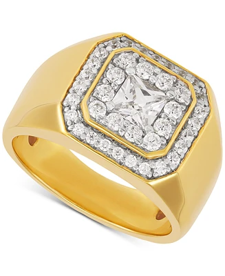 Grown With Love Men's Lab Grown Diamond Princess & Round Halo Ring (1-1/2 ct. t.w.) in 10k Gold