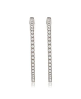 Suzy Levian New York Suzy Levian Sterling Silver & White Cubic Zirconia Pave Hoop Earrings