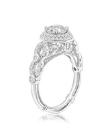 Suzy Levian New York Suzy Levian Sterling Silver White Cubic Zirconia Pave Halo Center Stone Ring