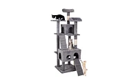 Slickblue Multi-Level Cat Climbing Frame with Scratching Posts, Condos & Interactive Toys for Playful Cats