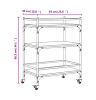 vidaXL Kitchen Trolley Smoked Oak 25.6"x15.7"x34.1" Engineered Wood