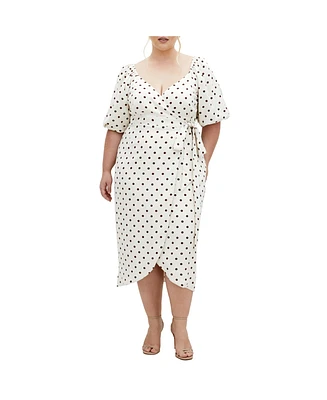 City Chic Plus 100% Linen Claudine Print Dress