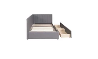 Slickblue Upholstered Daybed with 2 Storage Drawers, Twin Size Sofa Bed Frame