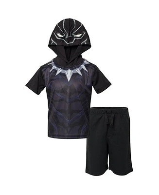 Marvel Toddler Boys Avengers Spider-Man Hulk Hawkeye Black Panther Athletic T-Shirt Mesh Shorts Outfit Set to