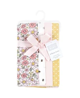 Hudson Baby Infant Girl Cotton Flannel Burp Cloths, Pink Yellow Pretty Floral, One Size