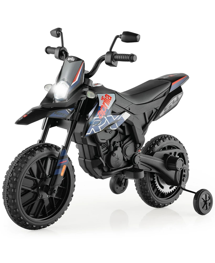 Costway 12V Licensed Aprilia Kids Ride On Motorcycle Electric Dirt Bike with Light & Music