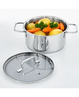 BergHOFF DiNA Helix Recycled 18/10 Stainless Steel 8" Stockpot 3.2qt., Glass Lid