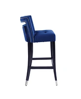 Slickblue Suede Velvet Barstools with Nailheads 2-Piece Set, Elegant Living Room Chairs