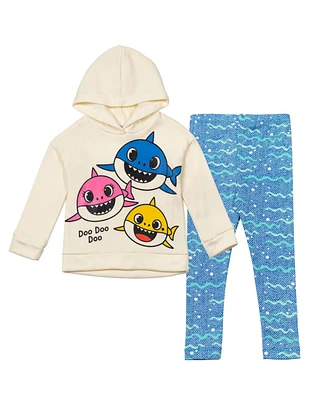 Pinkfong Toddler Girls Baby Shark Pullover Fleece Hoodie and Leggings Outfit Set to