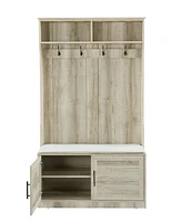 Slickblue Wood Coat Rack & Storage Shoe Cabinet – Includes Clothes Hooks, Sponge Pad, and Multiple Racks for Bedroom or Porch Wardrobe