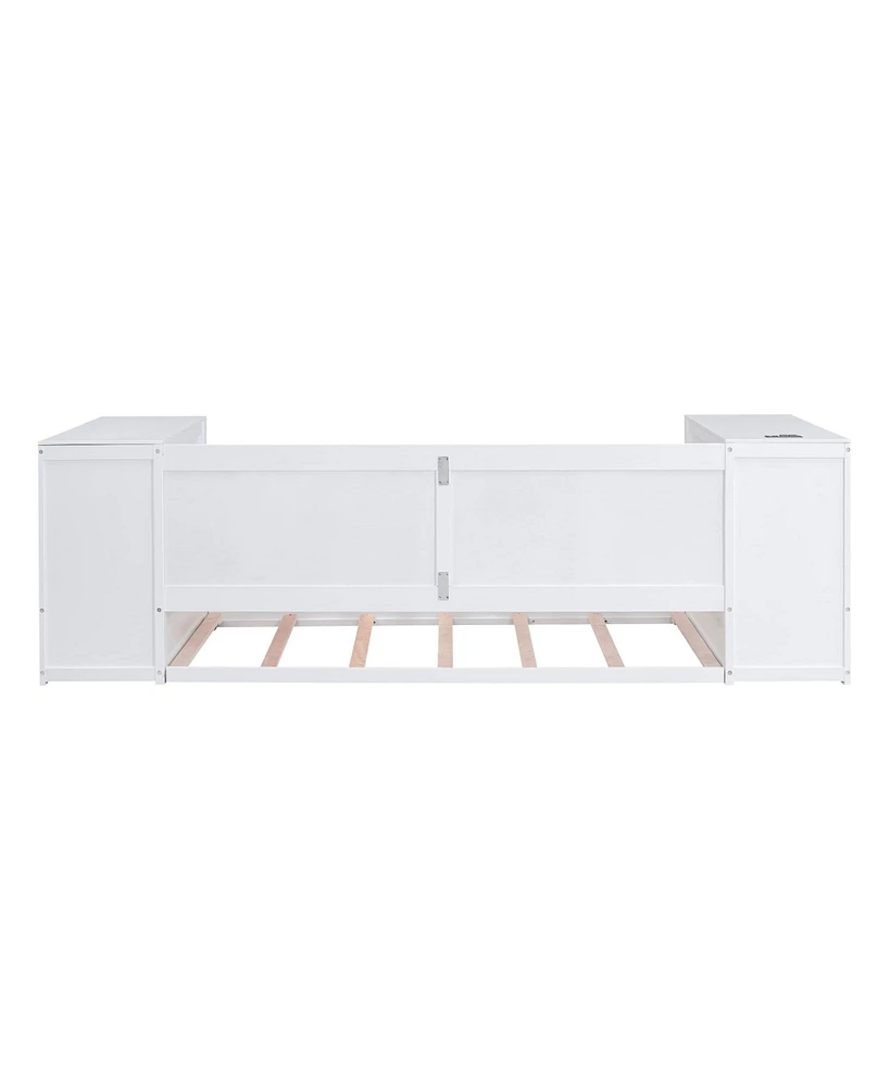 Slickblue Twin Size Daybed with Storage Arms, Trundle, and Built-in Charging Station