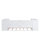 Slickblue Twin Size Daybed with Storage Arms, Trundle, and Built-in Charging Station