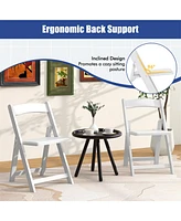 Gymax Set of 4 Dining Chairs w/ Rubber Wood Legs & Padded Seat for Home Office Events White