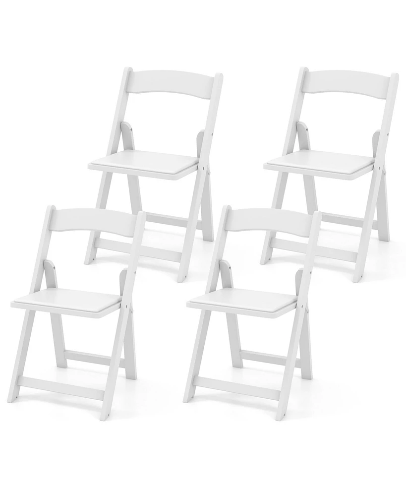 Gymax Set of 4 Dining Chairs w/ Rubber Wood Legs & Padded Seat for Home Office Events White