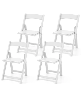 Gymax Set of 4 Dining Chairs w/ Rubber Wood Legs & Padded Seat for Home Office Events White