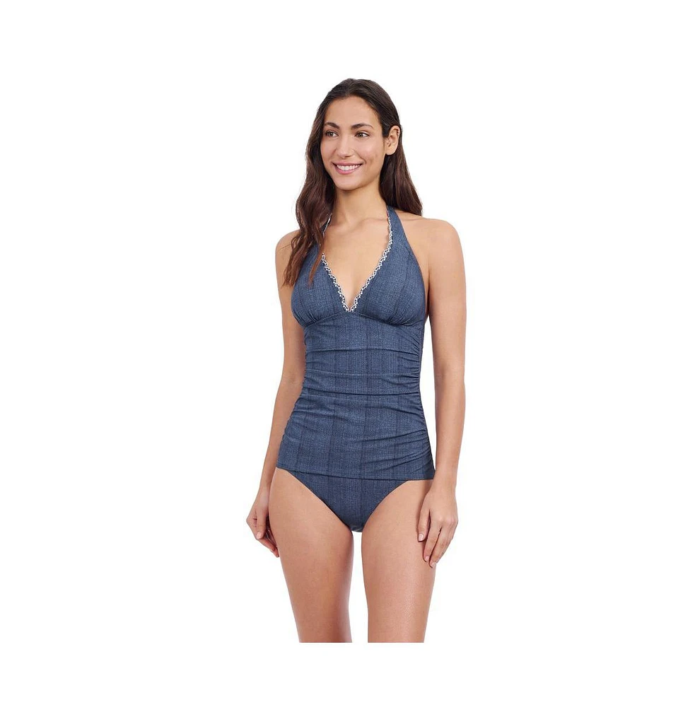 Profile by Gottex Women's Isabelle Embroidery Detail Halter Tankini