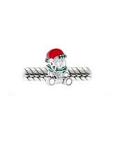 Bling Jewelry Holiday Cute Stuffed Animal Green Scarf Red Hat Christmas Teddy Bear Charm Bead