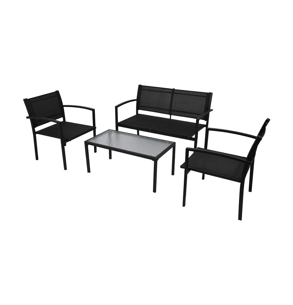 vidaXL 4 Piece Patio Lounge Set Textilene Black