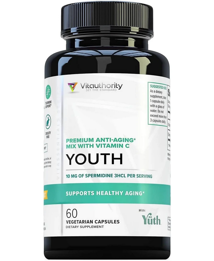 Vitauthority Youth Premium Anti-Aging Mix Capsules, Anti Aging Supplement for Women and Men s Longevity, Brain, Heart, Cell & Skin Support, Vitauthori