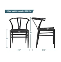 Yaheetech Set of 2 Weave Arm Chair Mid-Century Metal Dining