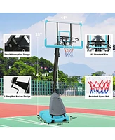 Slickblue Outdoor Portable Basketball Hoop System, Height Adjustable 7.5-10ft, 44 Inch Backboard, with Stable Base and Wheels