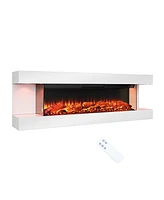 Mondawe Stylish Electric Fireplace with 50" Suspended Led Light Mantel with Remote Control