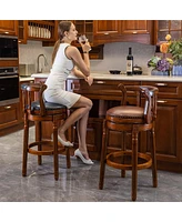 Slickblue 29.5-Inch Wooden Swivel Barstool – 360-Degree Rotating Seat, Stylish and Functional