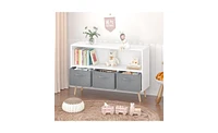 Slickblue Kids Bookcase with Collapsible Fabric Drawers – Adjustable and Organized Storage