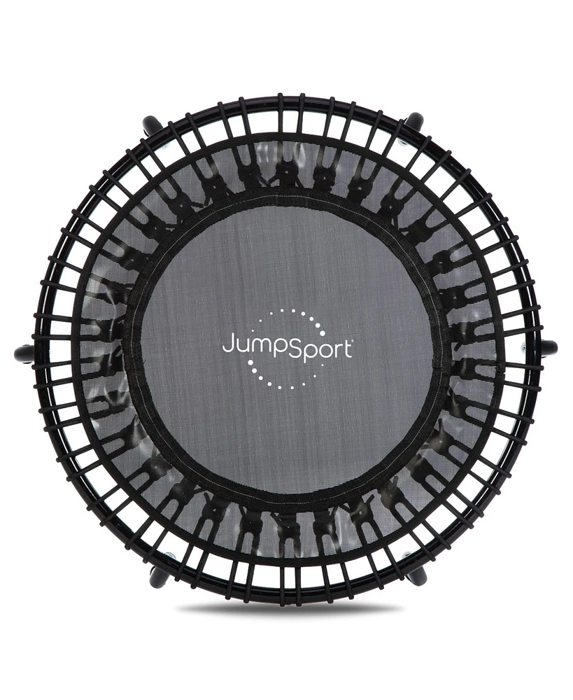 JumpSport 220 in-Home Cardio Fitness Rebounder, 39-inch | Mini Trampoline with Arched-Legged & Videos Included | Safe, Sturdy and Low