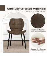 Gymax Dining Chairs Set of w/ Padded Back Metal Legs & 2 Adjustable Foot Pads