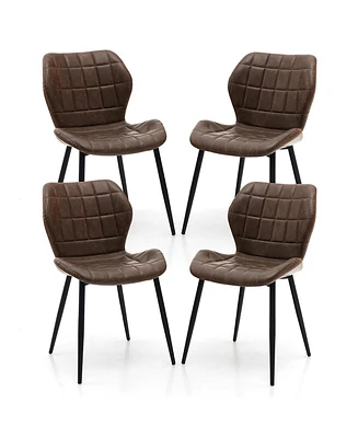Gymax Dining Chairs Set of 4 w/ Padded Back Metal Legs & 2 Adjustable Foot Pads