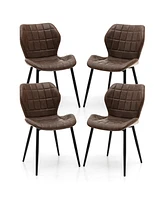 Gymax Dining Chairs Set of 4 w/ Padded Back Metal Legs & 2 Adjustable Foot Pads