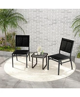 Gymax 4PCS Outdoor Dining Chairs w/ Breathable Seat Backrest Heavy-Duty Aluminum Frame