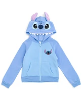 Disney Girls Lilo & Stitch French Terry Zip Up Cosplay Hoodie to