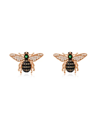 Suzy Levian New York Suzy Levian Rose Sterling Silver Cubic Zirconia Bumble Bee Earrings